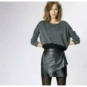 Maje asymmetrical lamb leather mini Skirt black size 36 US 4